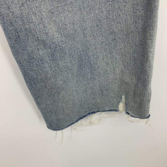 BlankNYC Jeans Madison Crop Blue Distressed Denim Raw Hem - Picture 12 of 12
